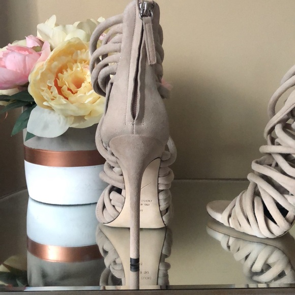 Brand New Giuseppe Zanotti Strappy Suede 110mm Sandals Heels Blush - Picture 8 of 12